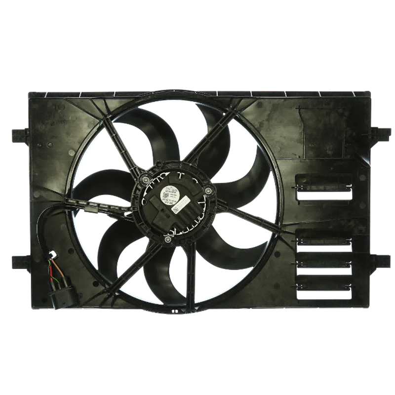 Primo piano del motore della ventola di raffreddamento Golf originale 5Q0959455AG; Tecnologia brushless avanzata per l'importazione e la distribuzione B2B.