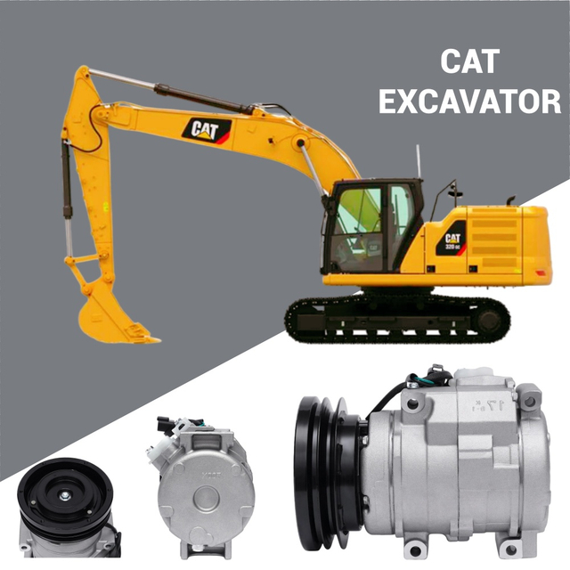 Kompresor AC 10S17C 24V untuk Ekskavator Cat 320C/320D; 1761895 penggantian OE dengan Katrol AO 135mm; Grosir