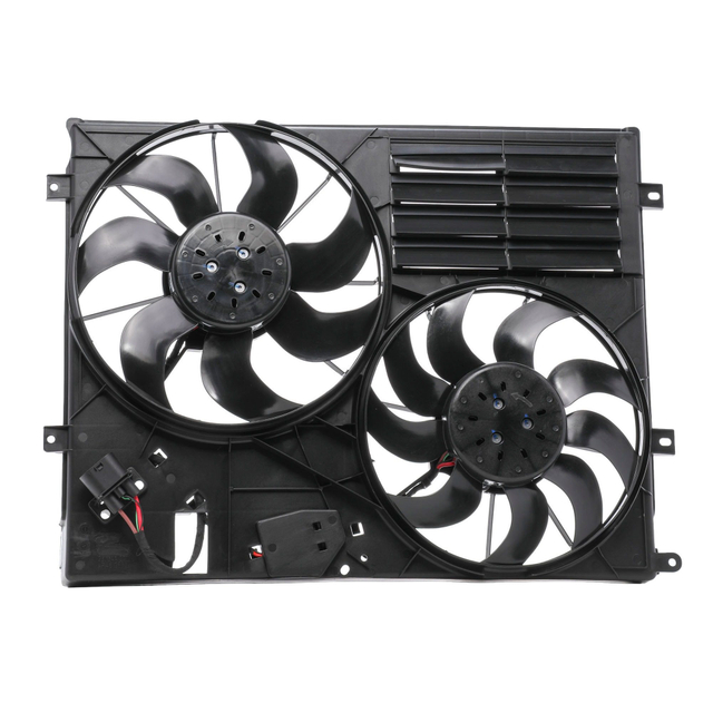 7N0121207A Conjunto de ventilador de refrigeraci&oacute;n de radiador dual VW Sharan II; Motor sin escobillas, repuesto OE.