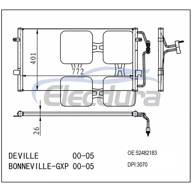 52482183 Cadillac DeVille 2000-2005 Конденсатор кондиціонера в зборі