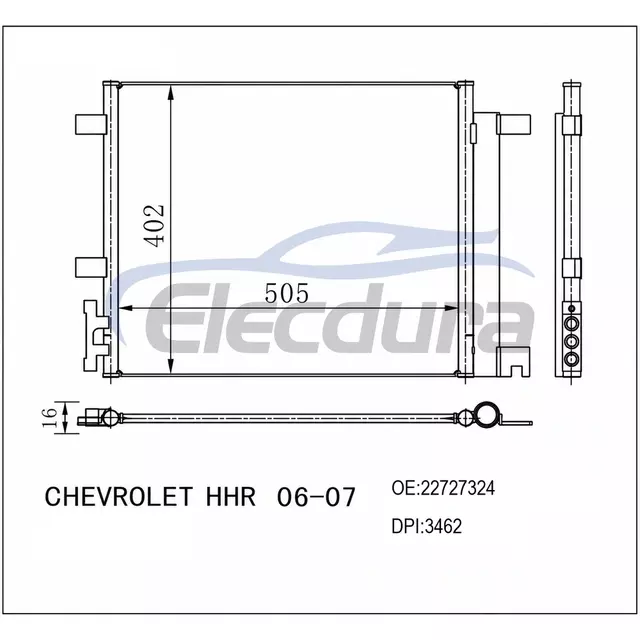 22727324 เชฟโรเลต Hhr 2006-2007 คอนเดนเซอร์เครื่องปรับอากาศพร้อมตัวรับ/เครื่องทำให้แห้ง