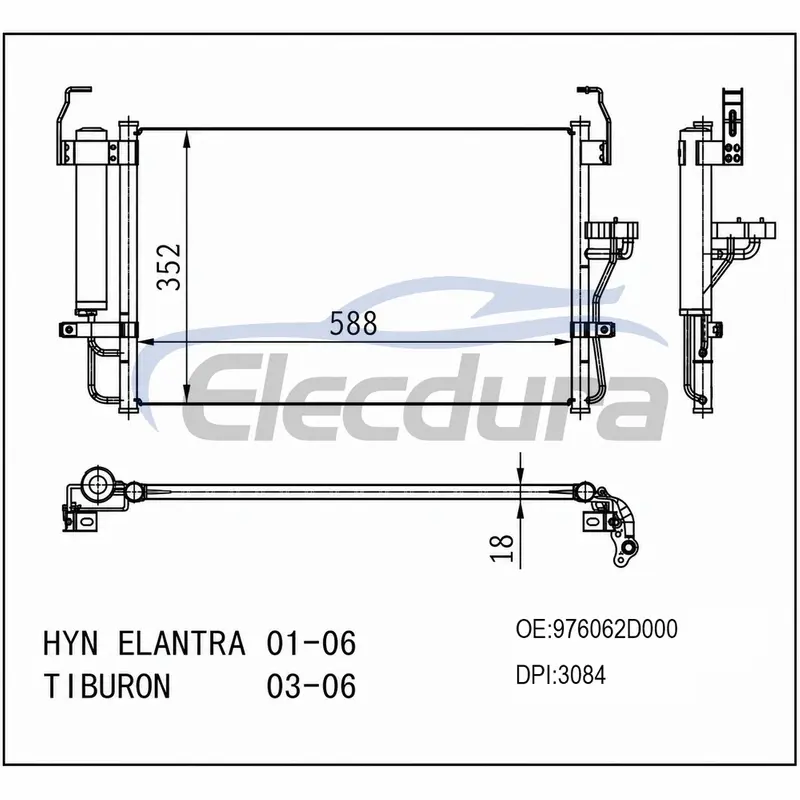 976062D000 Hyundai Elantra 2001-2006 A/C-condensor