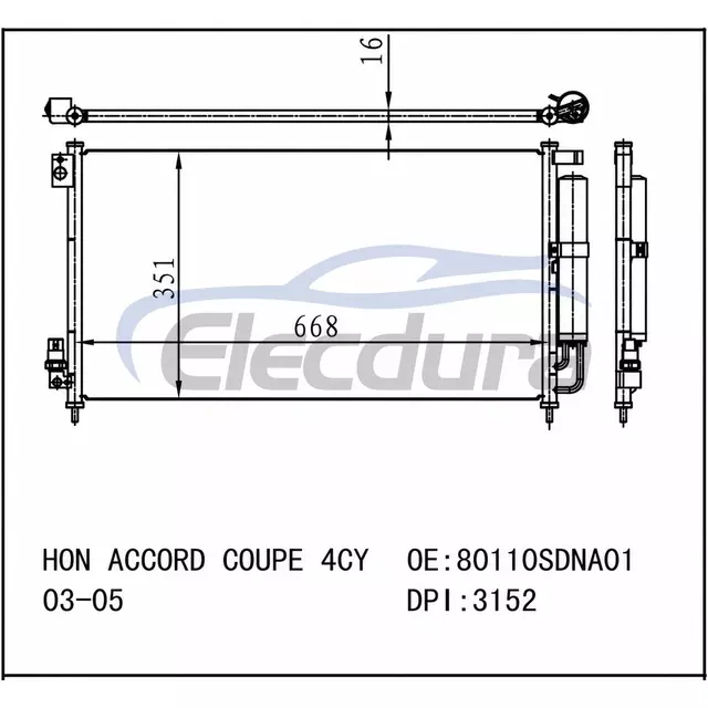 80110SDNA01 Condensatore aria condizionata Honda Accord 2003-2005
