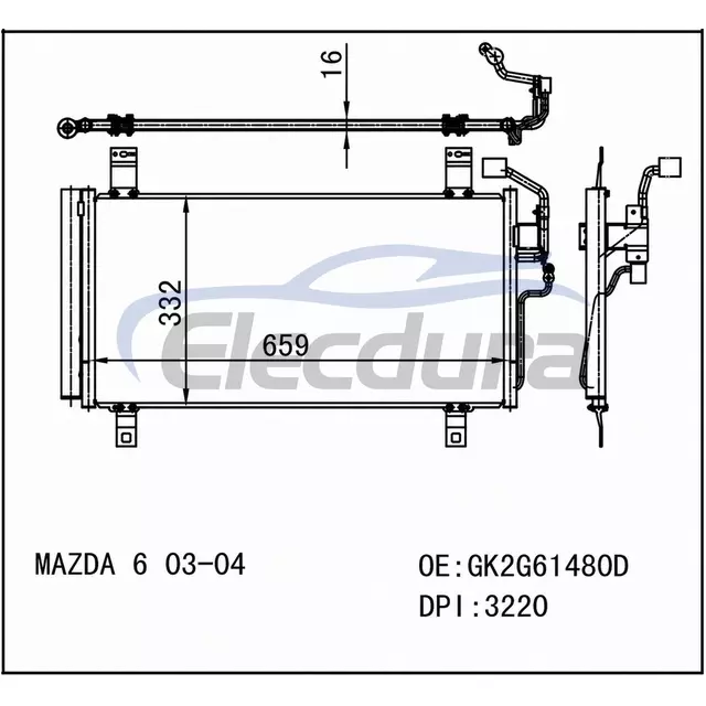 GK2G61480J มาสด้า 6 2003-2004 คอนเดนเซอร์เครื่องปรับอากาศ