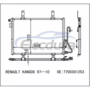 7700301253 Renault Kangoo 1997–1999 A/C-Kondensator, 18 mm Kern