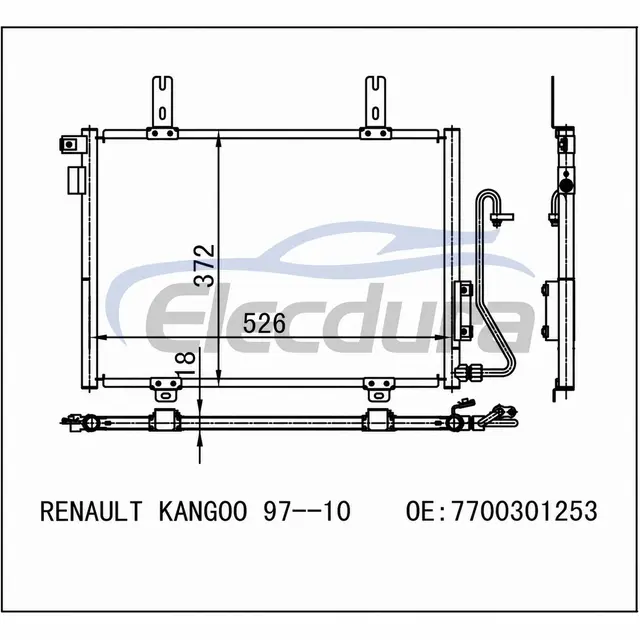 7700301253 Renault Kangoo 1997-1999 kl&iacute;ma kondenz&aacute;tor, 18 mm-es mag