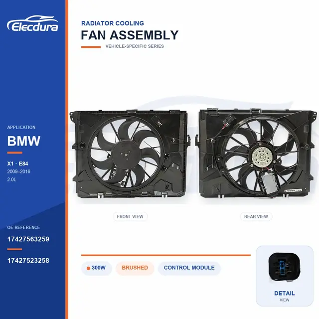 Conjunto del ventilador de refrigeraci&oacute;n del radiador para BMW E84 300W 17427563259 Suministro a granel