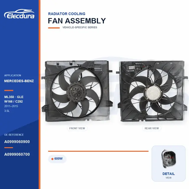 مجموعة مروحة تبريد الردياتير لمرسيدس بنز W166 / C292 600W A0999060900 العرض بالجملة