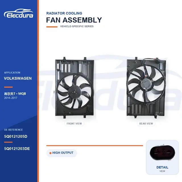 Conjunto de ventilador de refrigera&ccedil;&atilde;o do radiador para Volkswagen Golf 7 / MQB 400W 5Q0121205D fornecimento em massa