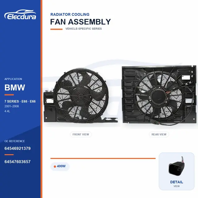 ラジエーター冷却ファンASSY BMW E65 / E66 400W 64546921379 バルク電源