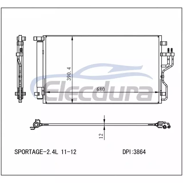 976062S500 Hyundai Tucson 2010-2012 Skraplacz klimatyzacji rdzeń 12mm