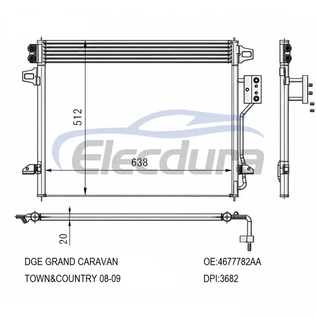 4677789AA Dodge Grand Caravan Town&country 2008-2009 A/C kondenz&aacute;tor