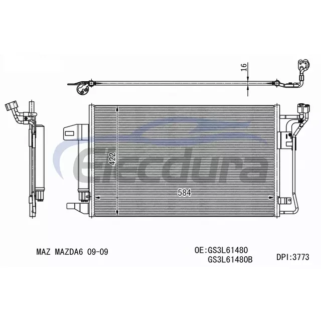 GS3L61480 Mazda 6 2009 A/C kondensator