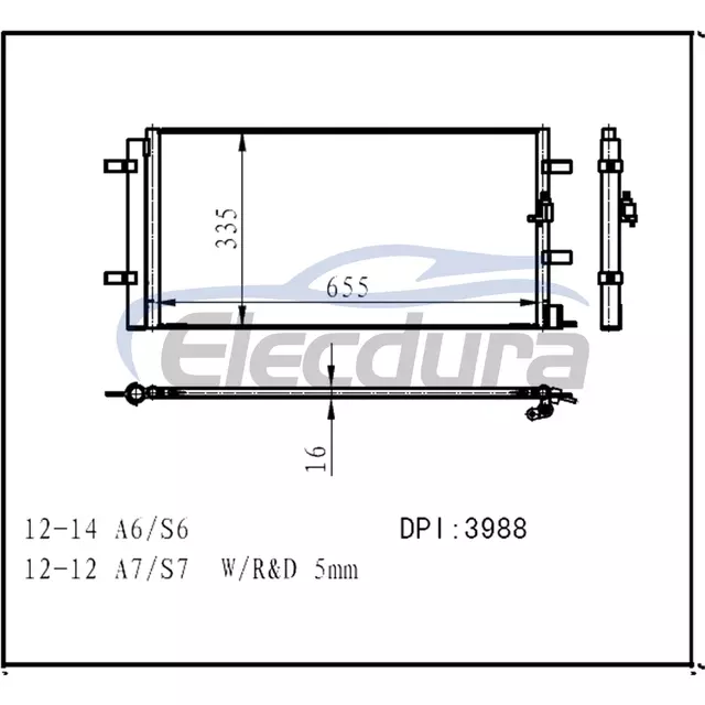 4G0260403N Audi A6 2012-2014 Συμπυκνωτής A/C 5mm ύψος πτερυγίου