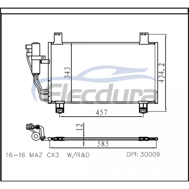 DB3R61480 Mazda Cx-3 2016-2021 A/C kondensator 12 mm kerne