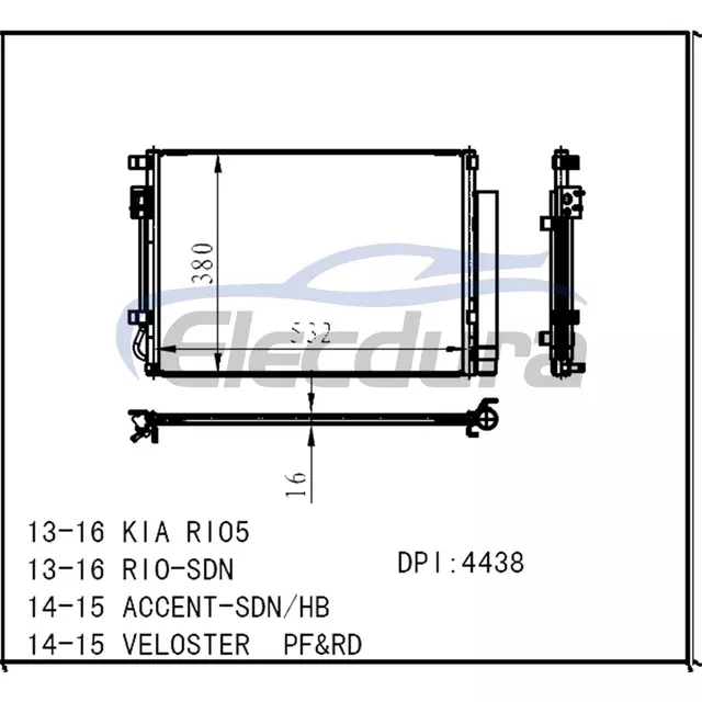 976061W000 Kia Rio5 2013-2016 Klima Kondenser Komplesi