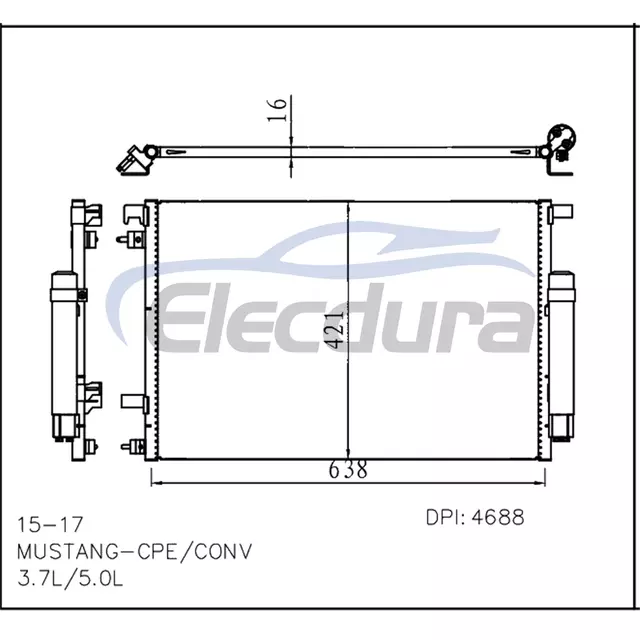 FR3Z19712B Ford Mustang 2015-2017 3.7L / 5.0LA/C Zesp&oacute;ł skraplacza