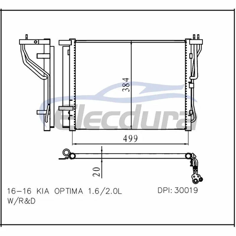 97606C1101 Kia Optima 2016+ Kondensor A/C Perakitan
