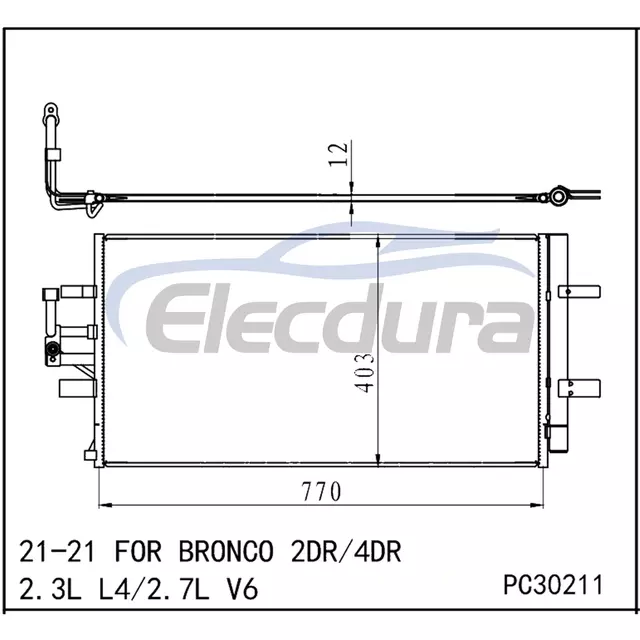 MB3Z19712A Ford Bronco 2021-2023 Конденсатор кондиционера в сборе