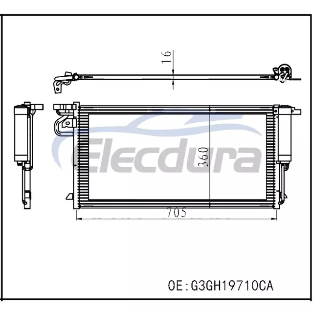 G3GH19710CA Lincoln MKZ 2017-2020 Condensador de A/C 5/8, N&uacute;cleo