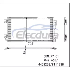 7701049665 Renault Master 1998-2003 Condensatore A/C Nucleo da 16 mm