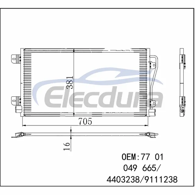 7701049665 Renault Master 1998-2003 Kondensor A/C Inti 16mm