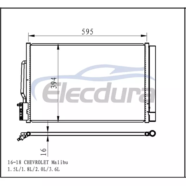 84208083 Chevrolet Malibu 2016-2018 1.5L / 1.8L / 2.0L / 3.6LA/C Kondenz&aacute;tor 16mm j&aacute;dro