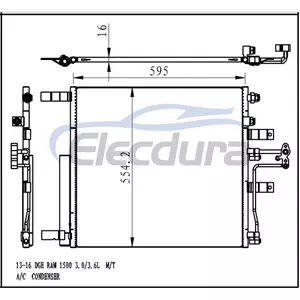 52014632AA Dodge Ram 1500 2013-2018 A/C 콘덴서 16mm 코어