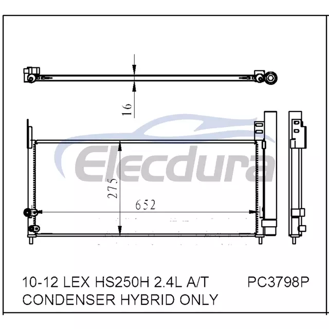 8846075010 Lexus Lex Hs250h 2 2010-2012 Condensador de A/C con Receptor/Secador