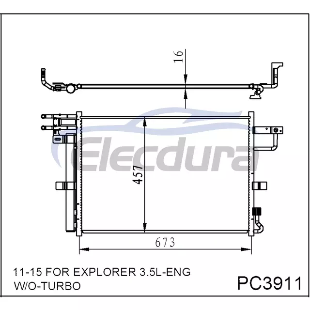 EB5Z19712A Ford Explorer 2011-2015 คอนเดนเซอร์เครื่องปรับอากาศ