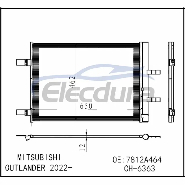 7812A464 Mitsubishi Outlander 2022+ Condensador de A/C Ensamblaje N&uacute;cleo de 12 mm