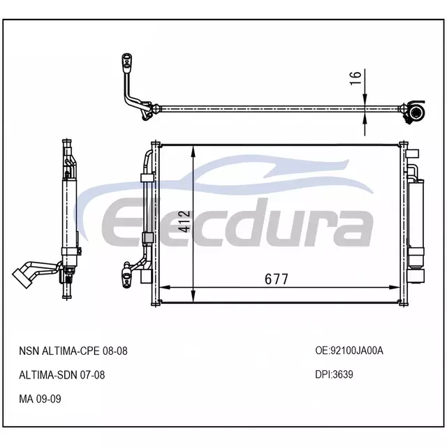 921103Y100 Nissan Maxima 2000-2001 A/C kondenz&aacute;tor 12mm j&aacute;dro