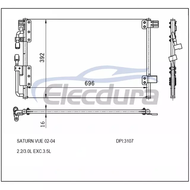 15807005 Saturn Vue 2 2 2002-2004 Kondensor 3,0L / 3,5LA/C
