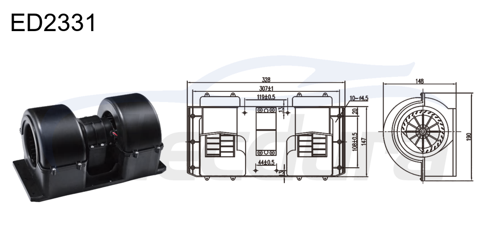 Motor de ventilador de 27 V 430 W HVAC para Shaanxi Auto Delong, flujo de aire de 800 m&sup3;/h