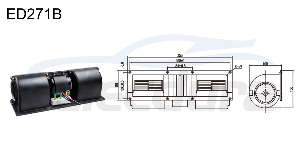 Conjunto de motor de soplador de 27 V 190 W HVAC , flujo de aire de 600 m&sup3;/h