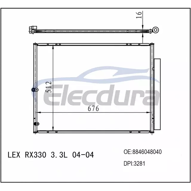 88460-48040 Lexus Rx330 2004+ 3.3LA/C Conjunto de condensador
