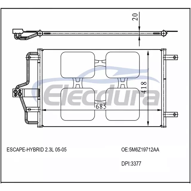 5M6Z19712AA Ford Escape-Hybrid 2005+ Rakitan Kondensor HYBRID / 2.3LA/C