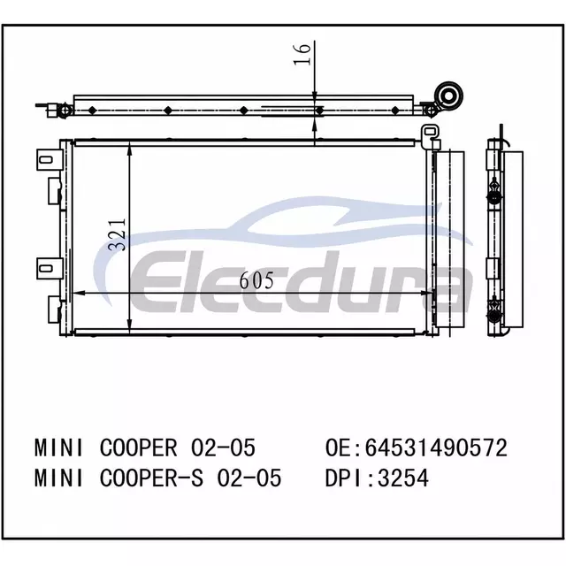 64531490572 Condensatore aria condizionata MINI Cooper 2002-2005