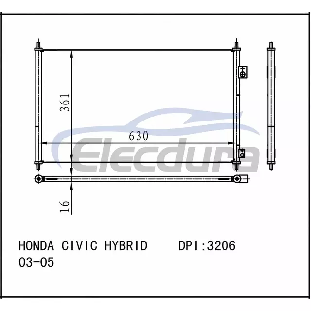 80110S5B003 Honda Civic Hybrid 2003-2005 HYBRYDOWY Skraplacz klimatyzacji
