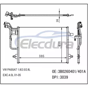 3B0260-401 Volkswagen Passat 1 8 2001-2005 2.8L / 4.0LA/Cคอนเดนเซอร์