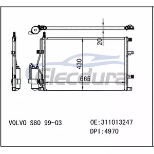 311013247 Volvo S80 1999-2003 A/C kondenz&aacute;tor