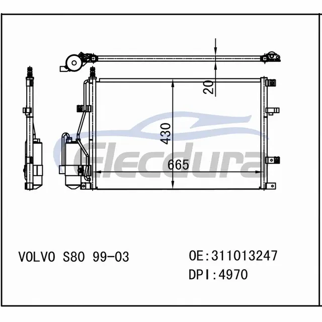 311013247 Volvo S80 1999-2003 A/C 콘덴서