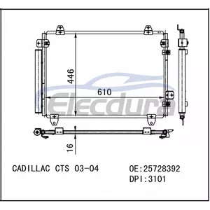 19129982 Cadillac CTS 2003-2007 Condensador A/C