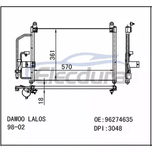 96274635 Daewoo Lalos 1998-2002 A/C kondenz&aacute;tor