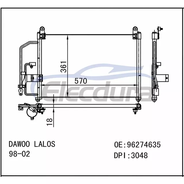 96274635 Daewoo Lalos 1998-2002 A/C kondenz&aacute;tor