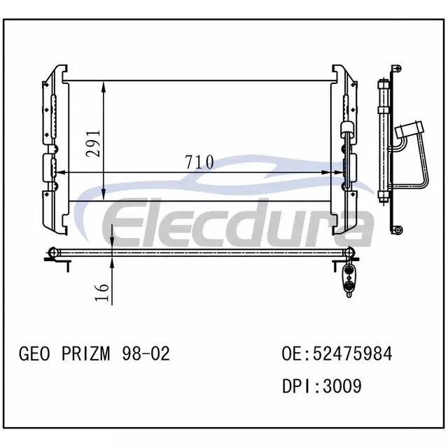 52475984 Chevrolet Prizm 1998-2002 A/C kondenz&aacute;tor