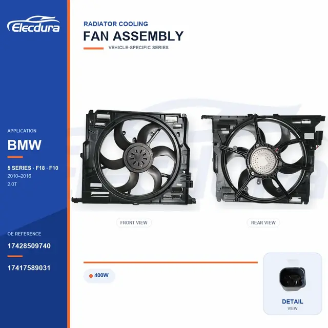 Conjunto da ventoinha de arrefecimento do radiador para BMW F18 / F10 400W 17428509740 Fornecimento em massa
