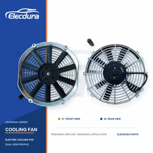 ユニバーサルラジエーター冷却ファン 12 インチクロームメッキストレートブレード 120 ワット卸売