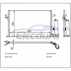 9531085Z00 Suzuki Forenza 2004-2008 airco condensor met ontvanger/droger 16 mm kern