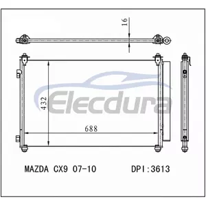 TD1161480A Mazda Cx9 2007-2010 Condensatore A/C Nucleo da 16 mm